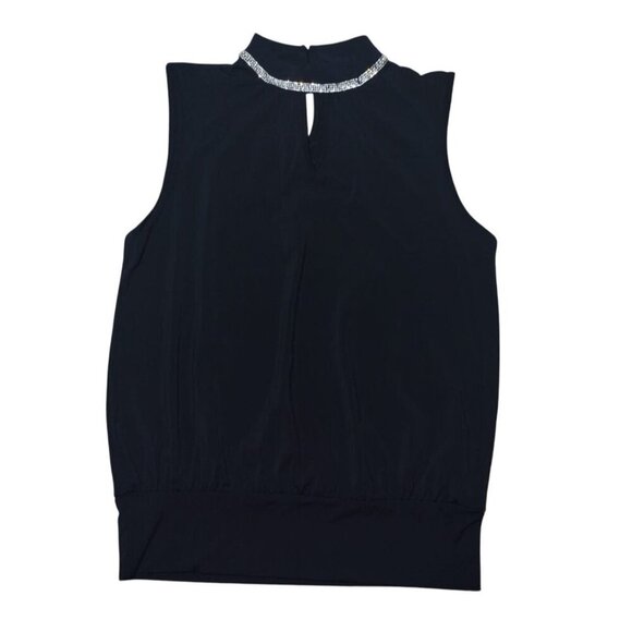 Adrienne Vittadini Sleeveless Black Top With Embellished Collar, Size S, NWT. - Picture 1 of 9